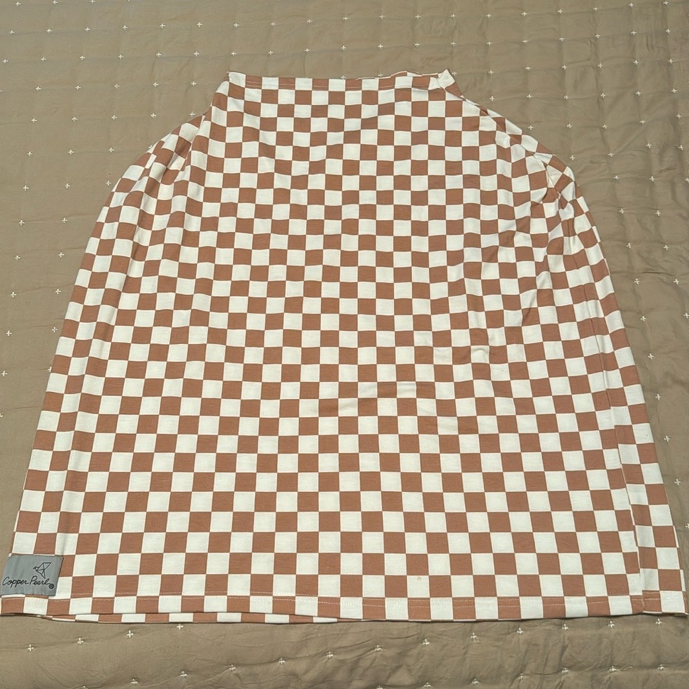CHECKERED COPPER PEARL CAR SEAT/NURSING COVER